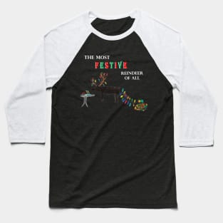 Festive Reindeer Drawing Baseball T-Shirt